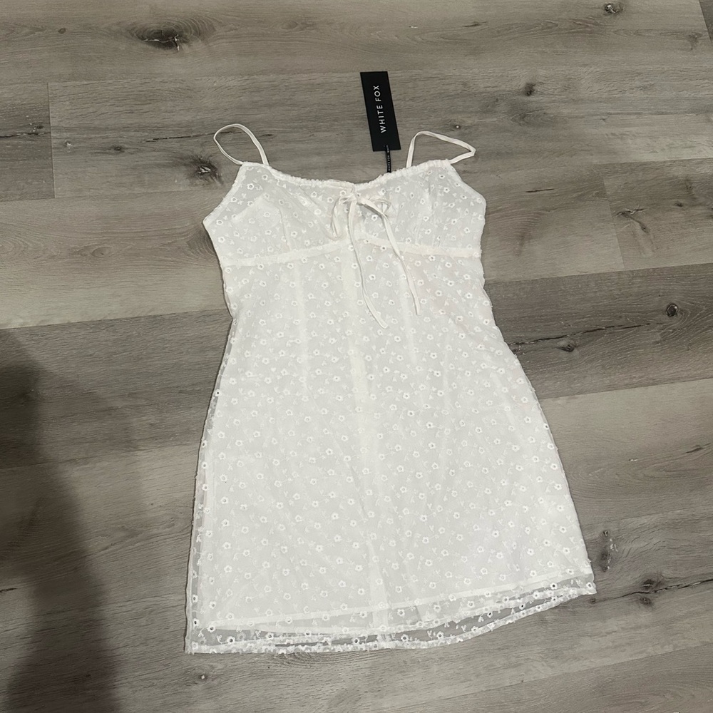 White Fox Boutique White Eyelet Mini Dress NWT